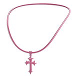-',ৎ Pink Y2K Cross Necklace (3.0)