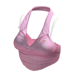Pink Y2K halter crop top