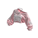 Pink Y2K Off-Shoulder Cropped Jersey