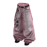 Pink Y2K Tribal Baggy Jeans