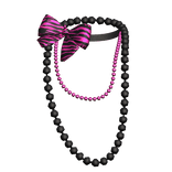 Pink Zebra Print Layered Pearl Necklace Bow Gyaru