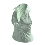 Pinstripe Sleeveless Wrap Blouse (Light Green)
