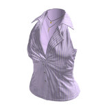 Pinstripe Sleeveless Wrap Blouse (Purple)