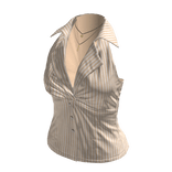 Pinstripe Sleeveless Wrap Blouse (Tan)