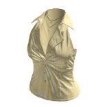Pinstripe Sleeveless Wrap Blouse (Yellow)