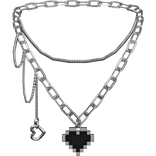Pixel Heart Silver Necklace 3.0