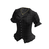 Plaid Blouse with Ruffle Hem (Black)