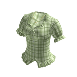 Plaid Blouse with Ruffle Hem (Green)