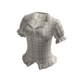 Plaid Blouse with Ruffle Hem (Light Gray)