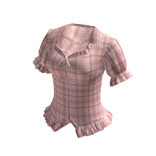 Plaid Blouse with Ruffle Hem (Pink)