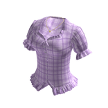 Plaid Blouse with Ruffle Hem (Purple)