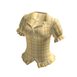 Plaid Blouse with Ruffle Hem (Yellow)