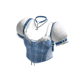 Plaid Corset with Layered Tee (Light Blue)