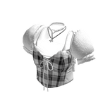 Plaid Corset with Layered Tee (White)