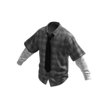 Plaid Layered Overshirt w/ Black Tie