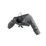 Plaid Shirt Crop Tie Top (Black)