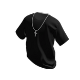 Plain Black T-Shirt w/ Cross Necklace