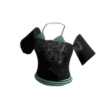 mint black y2k off shoulder shirt