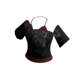 dark red black y2k off shoulder shirt