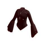 Pointed Hem Top with Flared Cuffs (Burgundy)