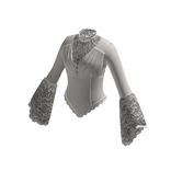 Pointed Hem Top with Flared Cuffs (White)