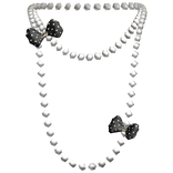 polka dot black Gyaru Agejo Bow Pearl Necklace 