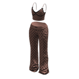 Polka dot cami flare set (Brown black)
