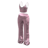 Polka dot cami flare set (Pink white)