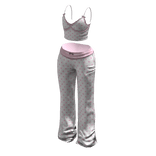 Polka dot cami flare set (Pink white)