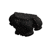 Polka Dot Off-Shoulder Blouse (Black)
