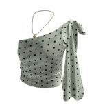 Polka Dot Top with Shoulder Bow (Light Green)