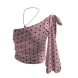 Polka Dot Top with Shoulder Bow (Pink)