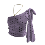 Polka Dot Top with Shoulder Bow (Purple)