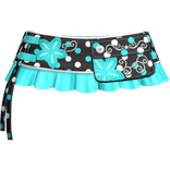 Polkadot Gyaru Floral Pleated Skirt Black Cyan 3.0