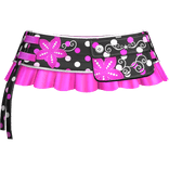 Polkadot Gyaru Floral Pleated Skirt Black Pink 3.0
