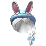 Ponytail Braids w/ Easter Egg Bunny Cap in White