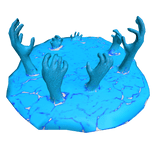 Portal with Hands Reaching Through (Cyan Blue)