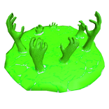 Portal with Hands Reaching Through (Neon Green)