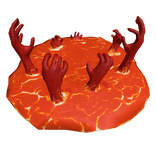 Portal with Hands Reaching Through (Orange Red)