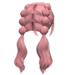 Preppy Bubble Braided Wavy Pigtails (Dark Pink)