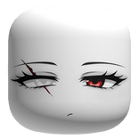Pretty Demon Face w/ Blind Red Eye Scar - White