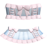 🤍 pretty denim laced frilly oufit blue & pink