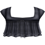 pretty gothic ruffled blouse navy blue