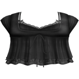 pretty gothic ruffled blouse w tank top black