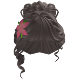 pretty lightbrown curly bun w pink clematis flower