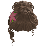 pretty milk tea curly bun w pink clematis flower