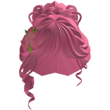 pretty pink curly bun with pink clematis flower