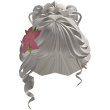 pretty platinum curly bun w pink clematis flower