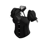 Puff Sleeve Corset Top with Straps (Black)