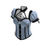 Puff Sleeve Corset Top with Straps (Light Blue)
